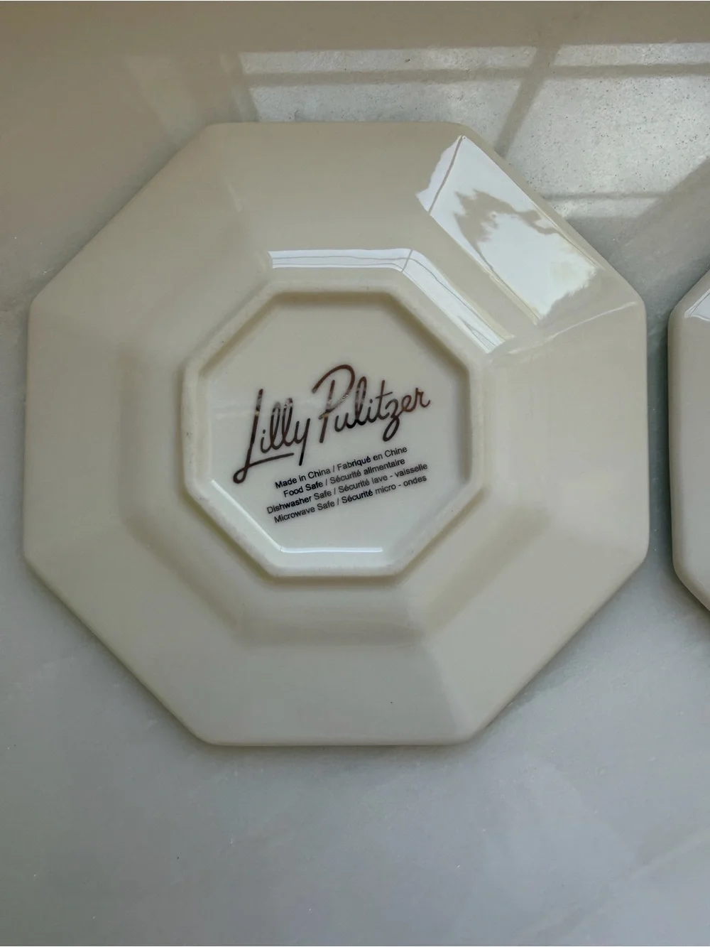 Lilly Pulitzer Octagonal Palm Print Small Plates - Green & Blue (Set of 2)